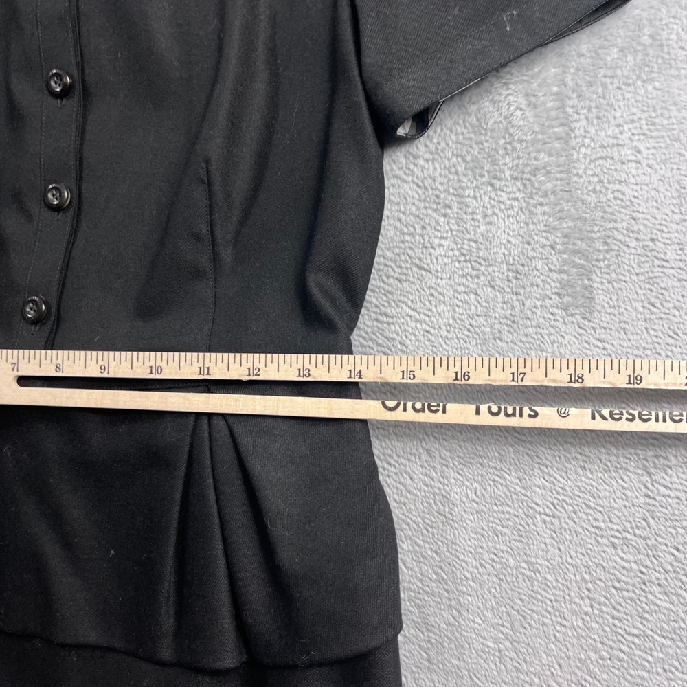 Burberry London Black Peplum Short Sleeve Button Front Dress Size 4 Italy - Picture 5 of 9